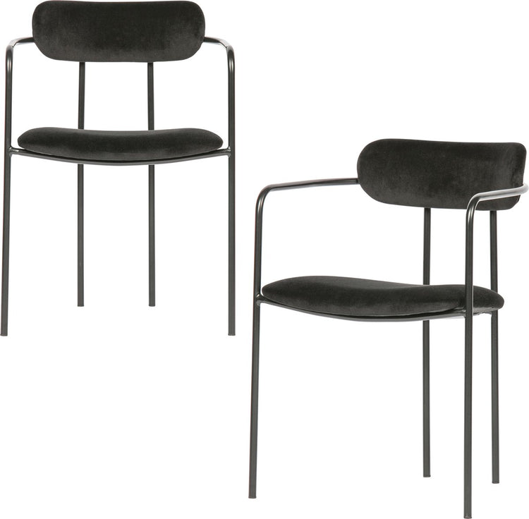 Woood Ivy Esszimmerstühle – Samt – Schwarz – 2er-Set
