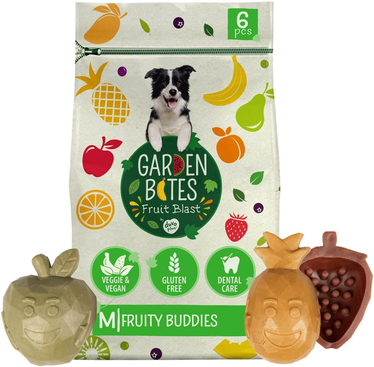 Garden Bites duvoplus – Fruity Buddies Hundesnacks – Hundeleckerlis – vegetarisch, glutenfrei – mittelgroß, 6 Stück