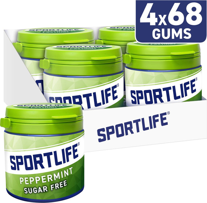 Sportlife Kaugummi Pfefferminzglas – frischer zuckerfreier Kaugummi – 4x102g