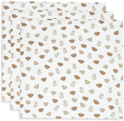 Jollein x Miffy – Musselintuch klein 70 x 70 cm – Wickeltuch – weiche Baumwolle – 3 Stück – Miffy und Freunde