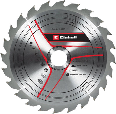 Einhell Hartmetall-TCT-Sägeblatt – ø210 x 30 x 1,6 mm – 24 Zähne