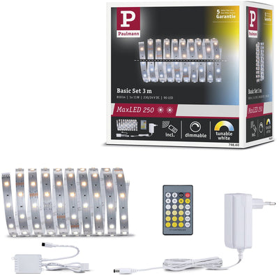 Paulmann MaxLED 250 LED-Streifen Basisset 3m abstimmbar weiß 3m 11W 270lm m 30 LEDs m abstimmbar weiß 24VA