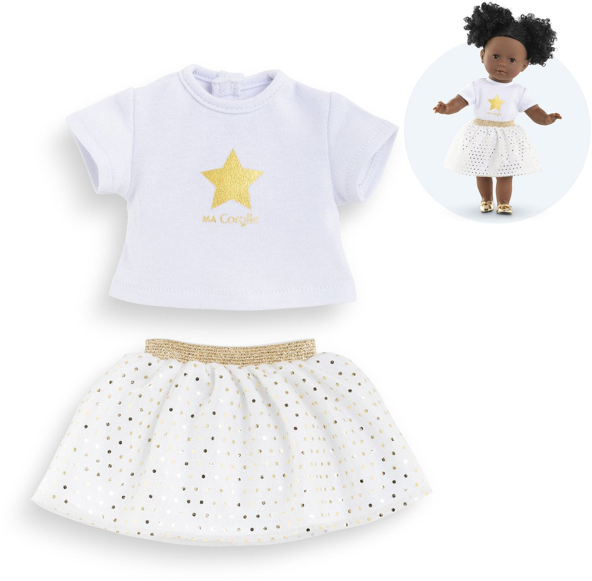 Set aus Oberteil und Rock von Corolle für 36-cm-Puppen – Elfenbeingold