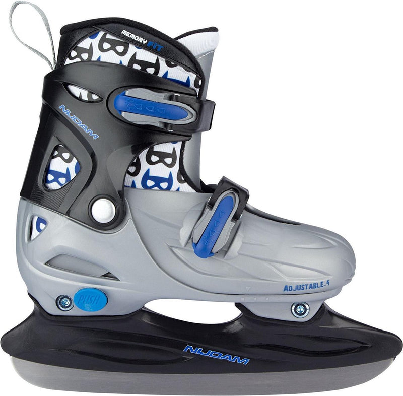 Nijdam Eishockeyschlittschuh – verstellbar – Hardboot – grau – Größe 30-33