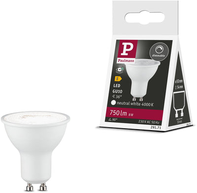 Paulmann Standard-LED-Spot gu10 - 230 V - dimmbar - 750 lm - 8 W - 4000 K Neutralweiß - Mattweiß