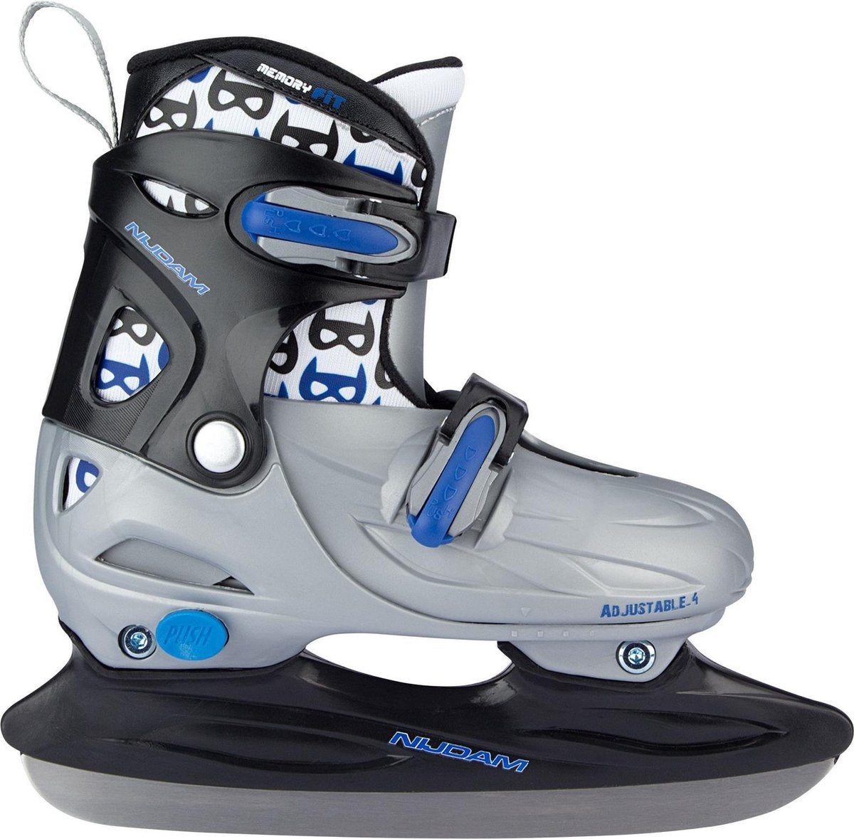 Nijdam Eishockeyschlittschuh – verstellbar – Hardboot – grau – Größe 30-33