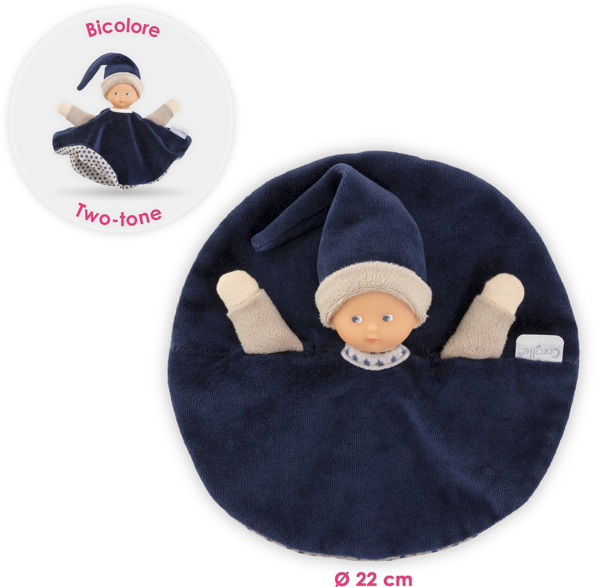 Corolle Tidoudou - dunkelblaues Kuschelstuch, 17 cm