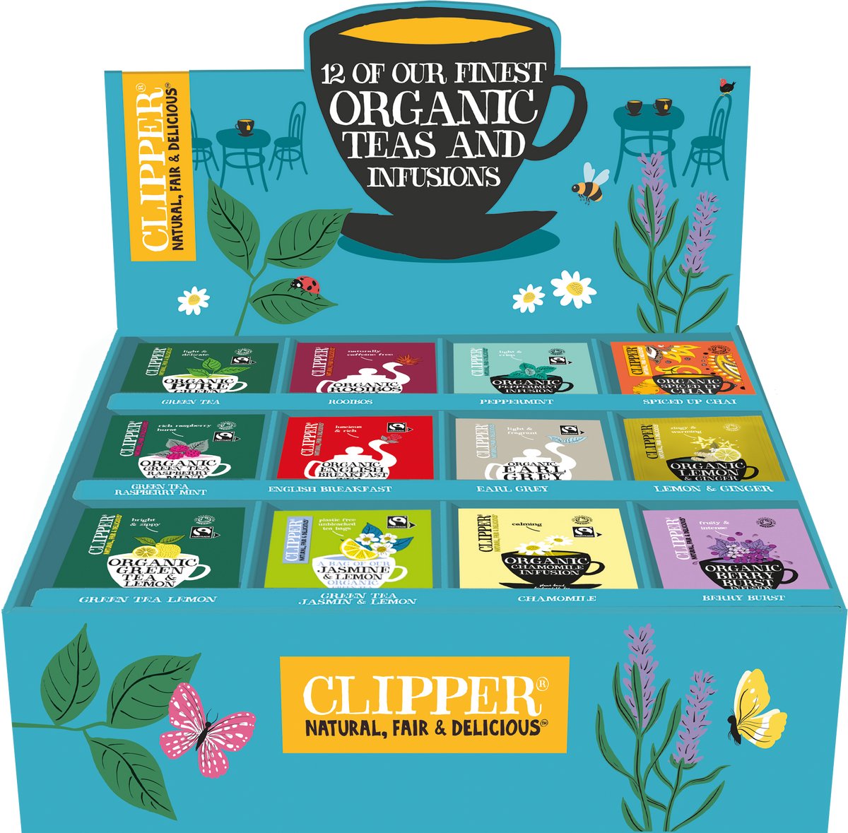 Clipper Tea Clipper Bio-Tee - Probierbox - Sortimentsbox - 12 verschiedene Geschmacksrichtungen - 12x15 Teebeutel - 180 Teebeutel