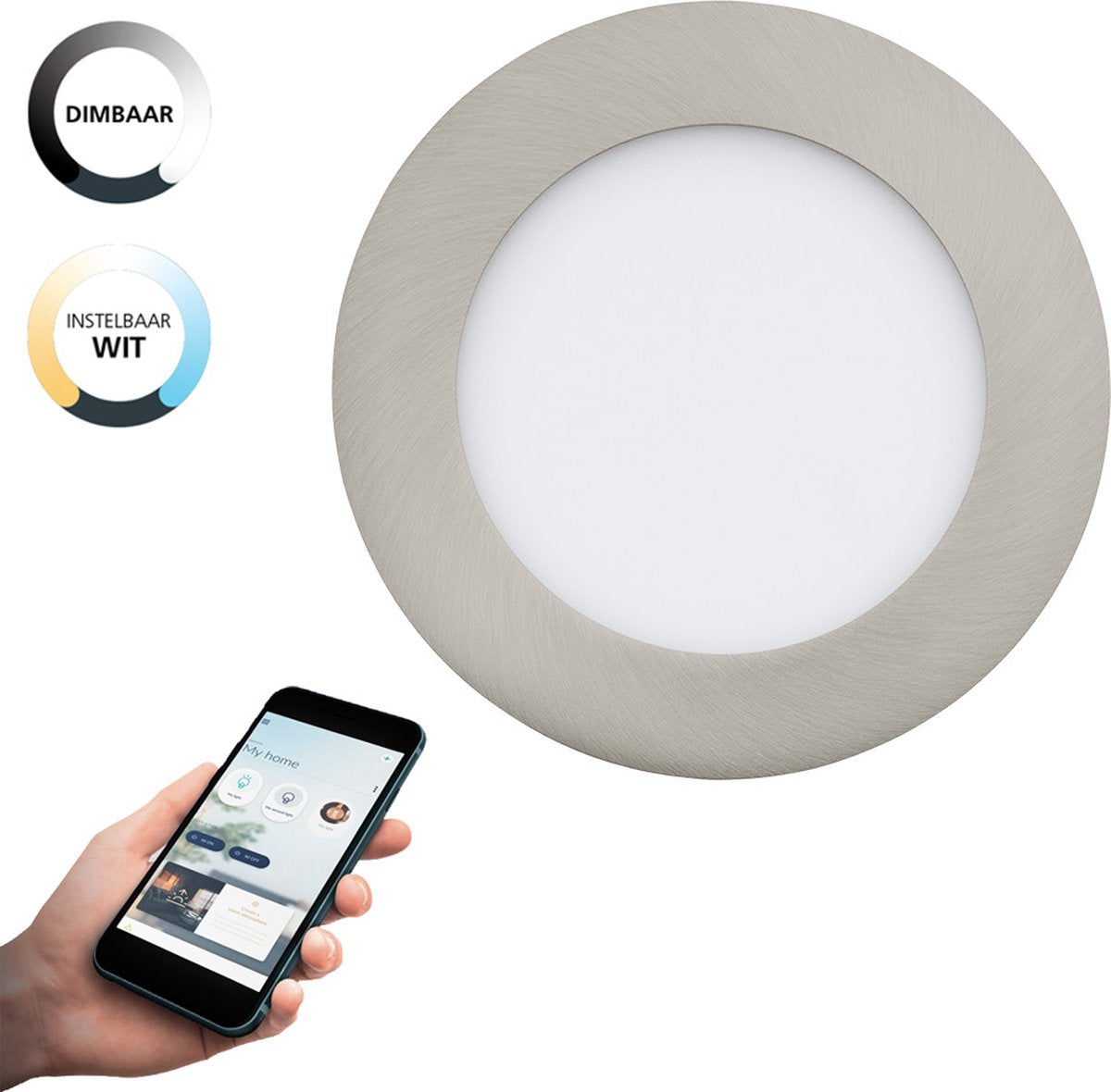 Eglo connect.z fueva-z smarte Einbauleuchte – ø 12 cm – Grauweiß – einstellbares weißes Licht – dimmbar – ZigBee