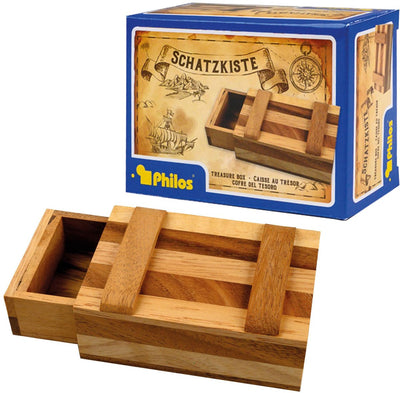 Philos Puzzle Schatztruhe Geschicklichkeitsspiel aus Holz für Kinder und Erwachsene.
