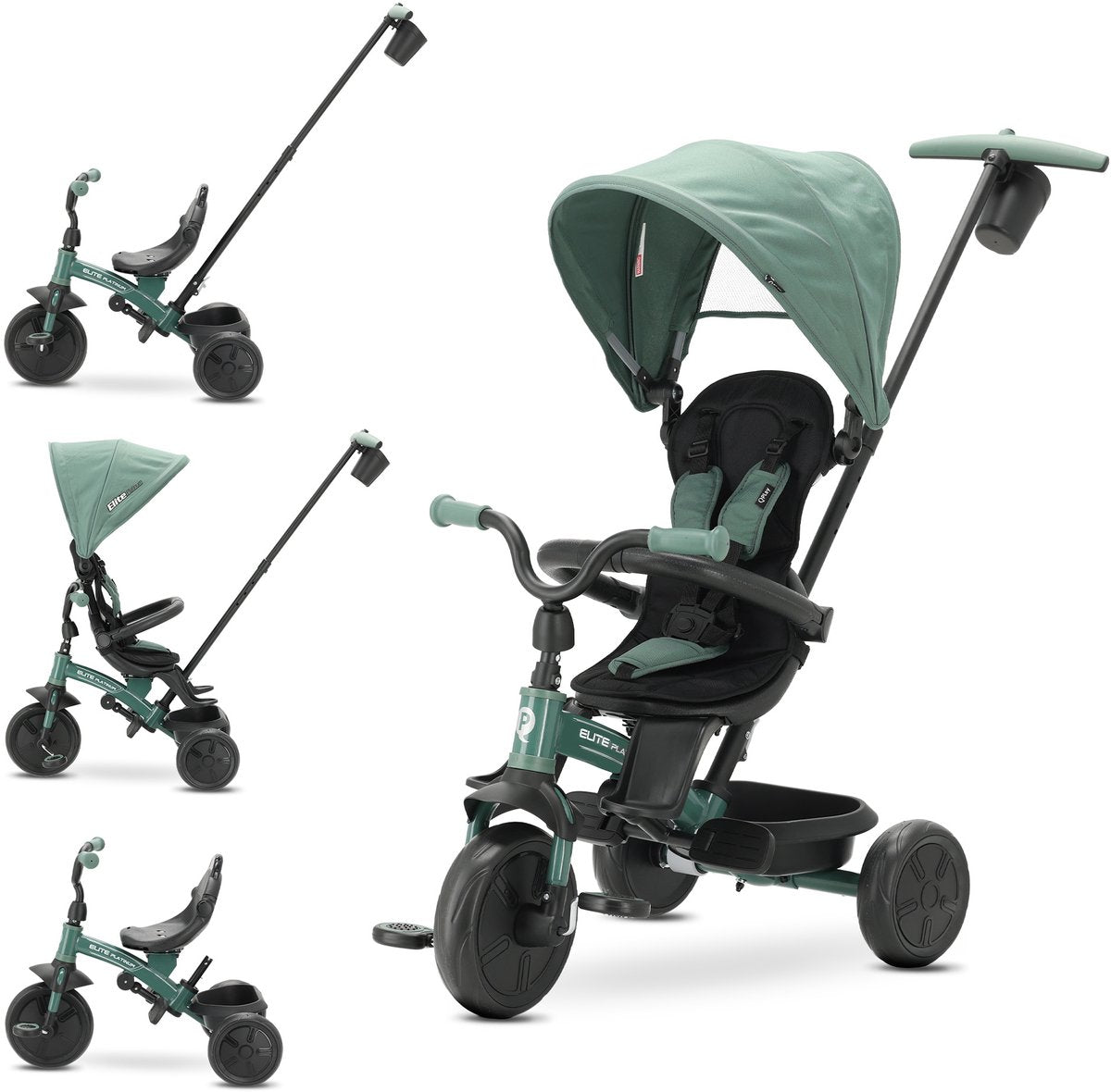Qplay Elite Platinum – Dreirad mit Schiebestange – 6 in 1 – Grün