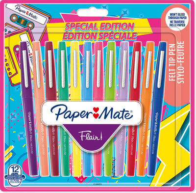 Paper Mate Flair Filzstifte | mittlere Spitze (0,7 mm) | verschiedene Retro-Farben | 12 Stück
