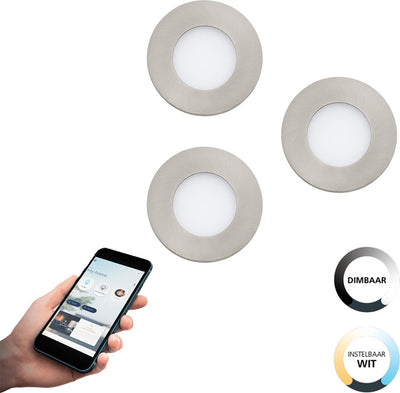 Eglo connect.z fueva-z smarte Einbauleuchte – ø 8,5 cm – Grauweiß – Set mit 3 Spots – einstellbares weißes Licht – dimmbar – ZigBee