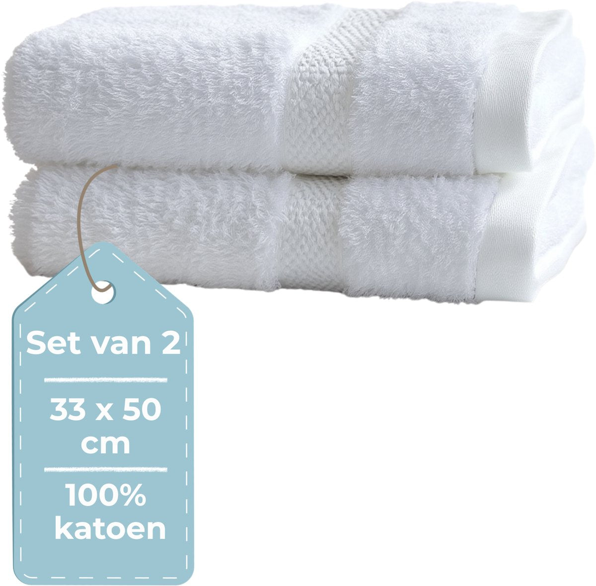 Stille. Living Hush Living Gästehandtuch – 2er-Set – 33×50 cm – 100 % Baumwolle – schwere Qualität 500 g m2 – stilvolle Bordüre und Aufhängeöse – weiß