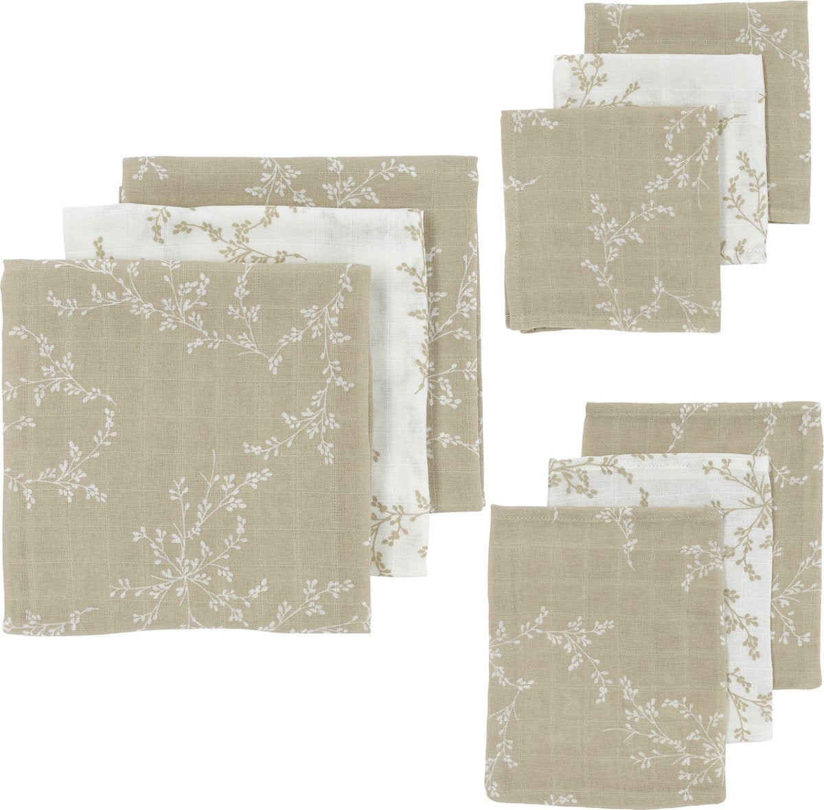 Meyco Baby Branches Starterset – 9er-Pack – hydrophil – Sand