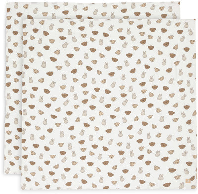 Jollein x Miffy – hydrophiles Tuch groß 115 x 115 cm – Wickeltuch – weiche Baumwolle – 2 Stück – Miffy und Freunde