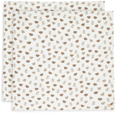 Jollein x Miffy – hydrophiles Tuch groß 115 x 115 cm – Wickeltuch – weiche Baumwolle – 2 Stück – Miffy und Freunde