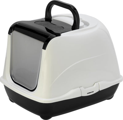 Flamingo cat toilet loki - black - 38 x 50 x 37 cm - closed litter box with odor filter - stylish, durable and easy to clean