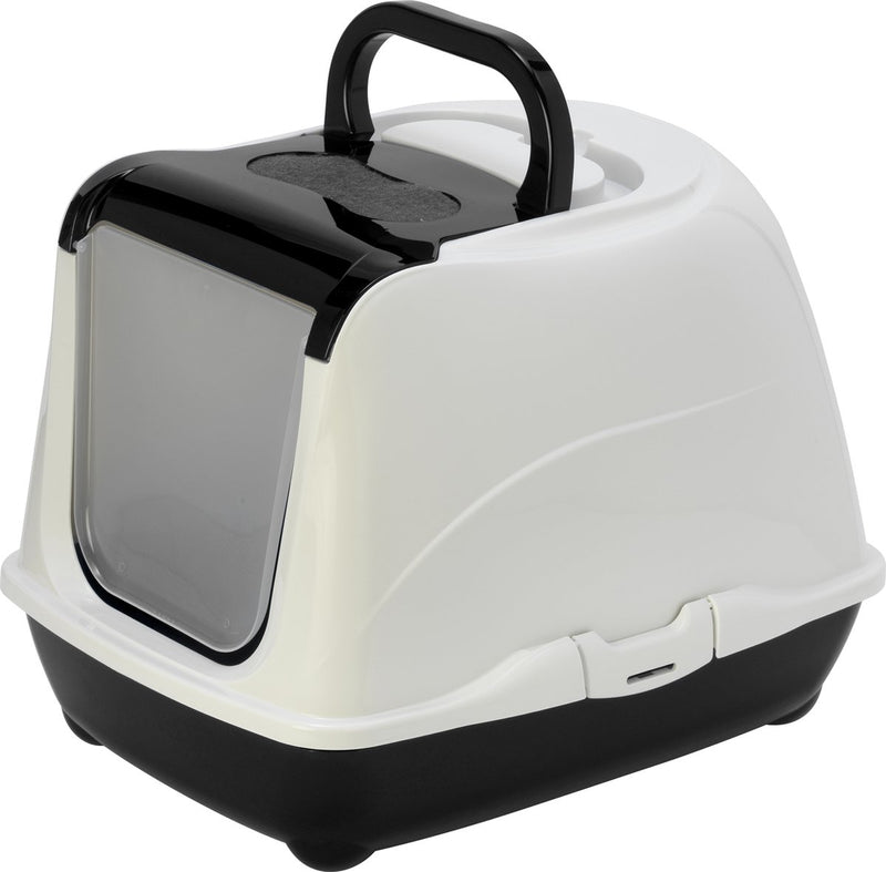 Flamingo cat toilet loki - black - 38 x 50 x 37 cm - closed litter box with odor filter - stylish, durable and easy to clean