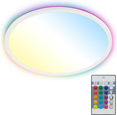 B.K.licht - LED-Deckenleuchte - mit RGBIC - Hintergrundbeleuchtung - mit Fernbedienung - CCT - dimmbar - 42x3 cm - weiß