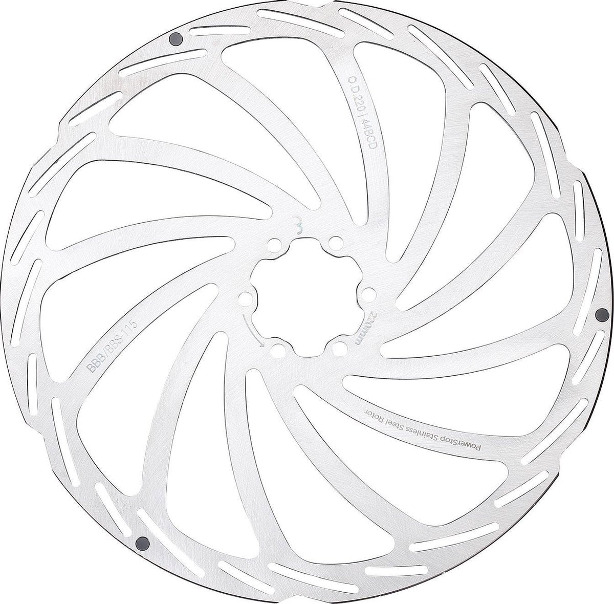 BBB Cycling Scheibenbremse Power Stop 6-Loch Bremsscheibe BBS-115 – Silber – 220 mm