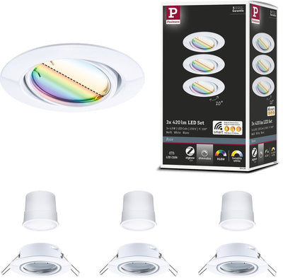 Paulmann LED Einbauleuchte Smart Home Zigbee 3.0 Sockel Münzsockel Set schwenkbar rund 90 mm 20° Münze 3x4,9W 3x420lm 230V dimmbar RGBW+ weiß