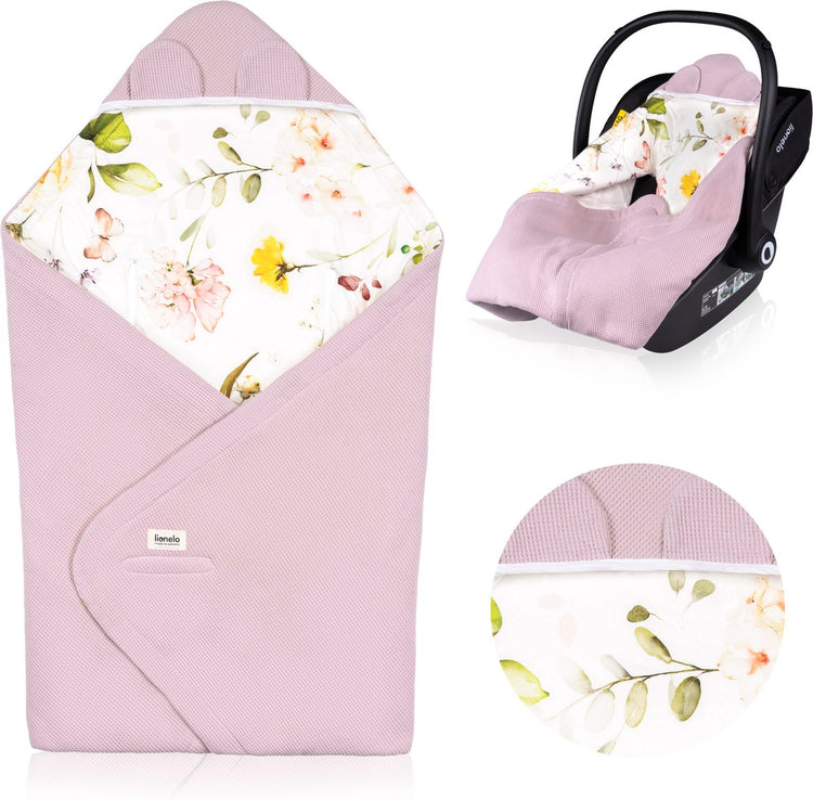 Lionelo Reise-Wickeldecke – Wickeldecke für Autositz-Kinderwagen – 100 % Baumwollbambus – Tog 2,5 – hypoallergen – für Herbst-Winter – verstellbar mit Klettverschluss – 90 x 90 cm – atmungsaktiv, weich – maschinenwaschbar