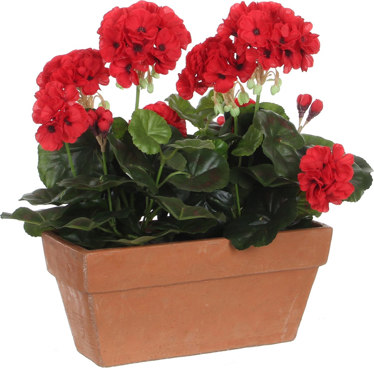 Glimmerdekorationen Kunstpflanze – Geranie – Rot – Balkon – L29 x B13 x H40 cm