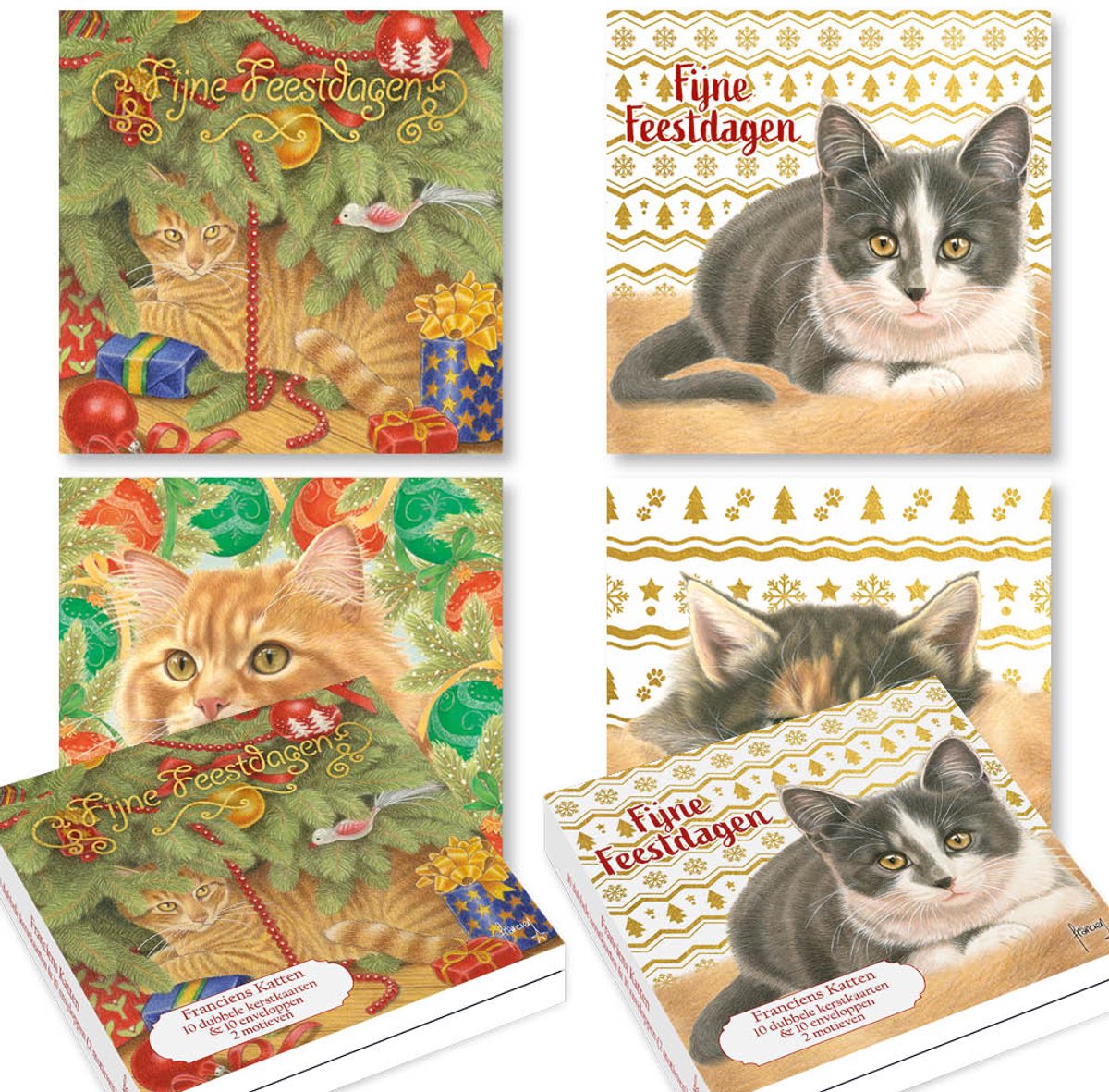 Weihnachtskarten mit Franciens-Katzen – Set 3