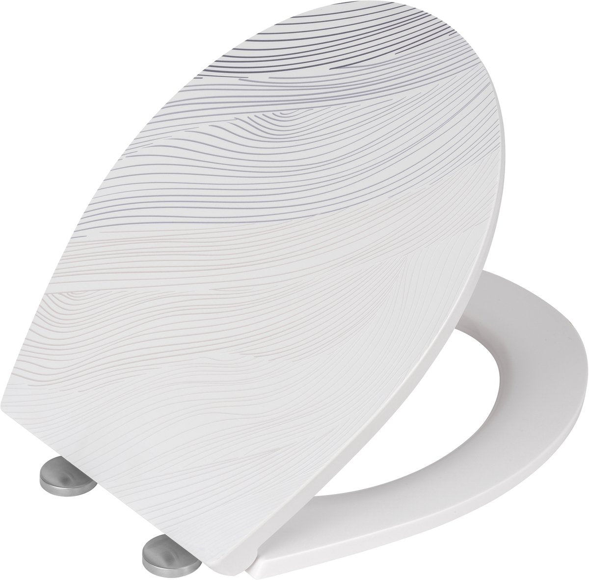 Wenko toilet seat menin with structured print - antibacterial duroplastic - easy-close soft-close closure - fix-clip fastening in stainless steel - toilet seat decor with structure - toilet seat with print