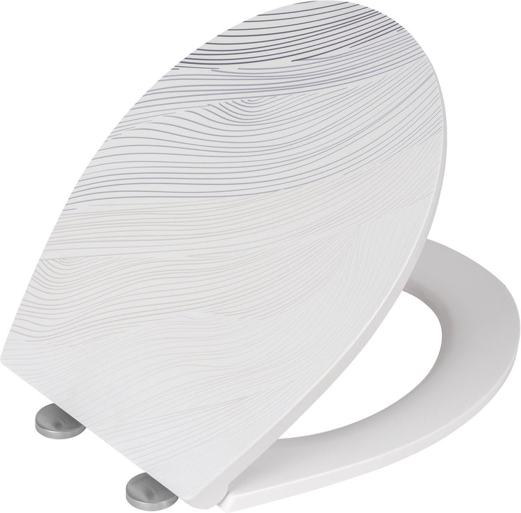 Wenko toilet seat menin with structured print - antibacterial duroplastic - easy-close soft-close closure - fix-clip fastening in stainless steel - toilet seat decor with structure - toilet seat with print