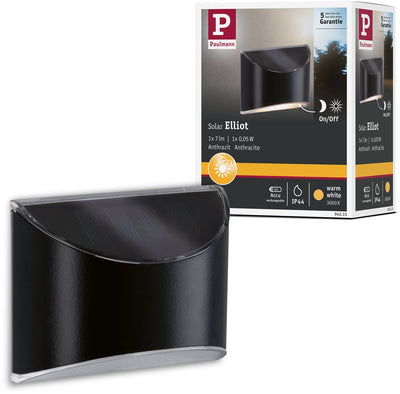 Paulmann Solar-LED-Wegbeleuchtung Elliot – Anthrazit – IP44 – warmweißes Licht (3000 K) – 5 lm – Solar-Wegbeleuchtung