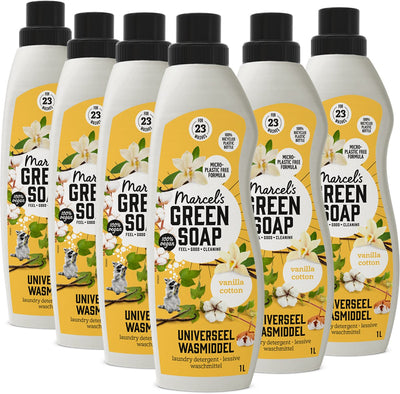 Marcel's grüne Seife Universalwaschmittel – Vanille-Baumwolle – 6 x 1 l – 138 Wäschen