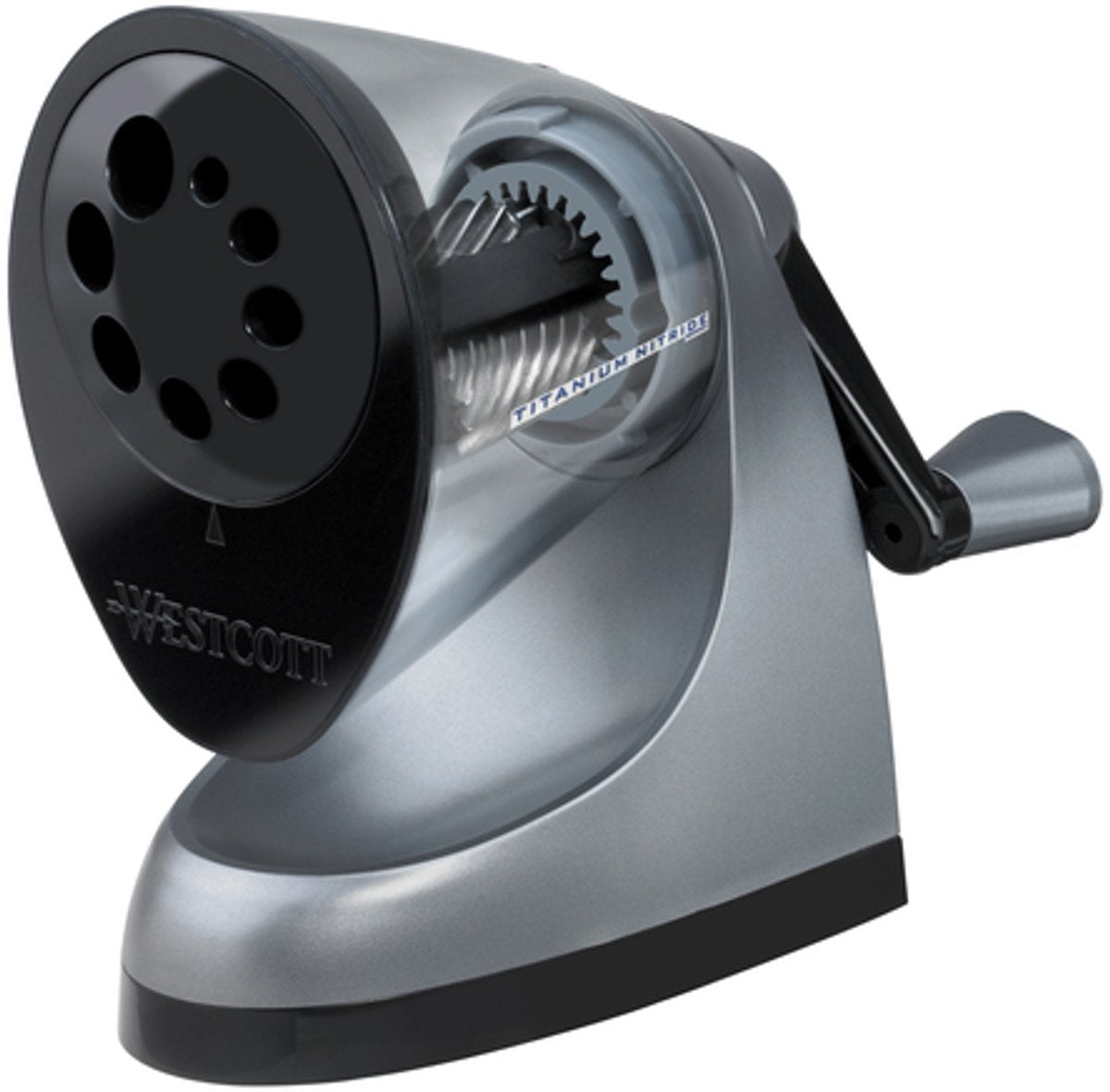 Westcott iPoint Bleistiftspitzer – Tischmodell – inklusive Tischklemme – 7–12 mm – Silber – AC-E16549