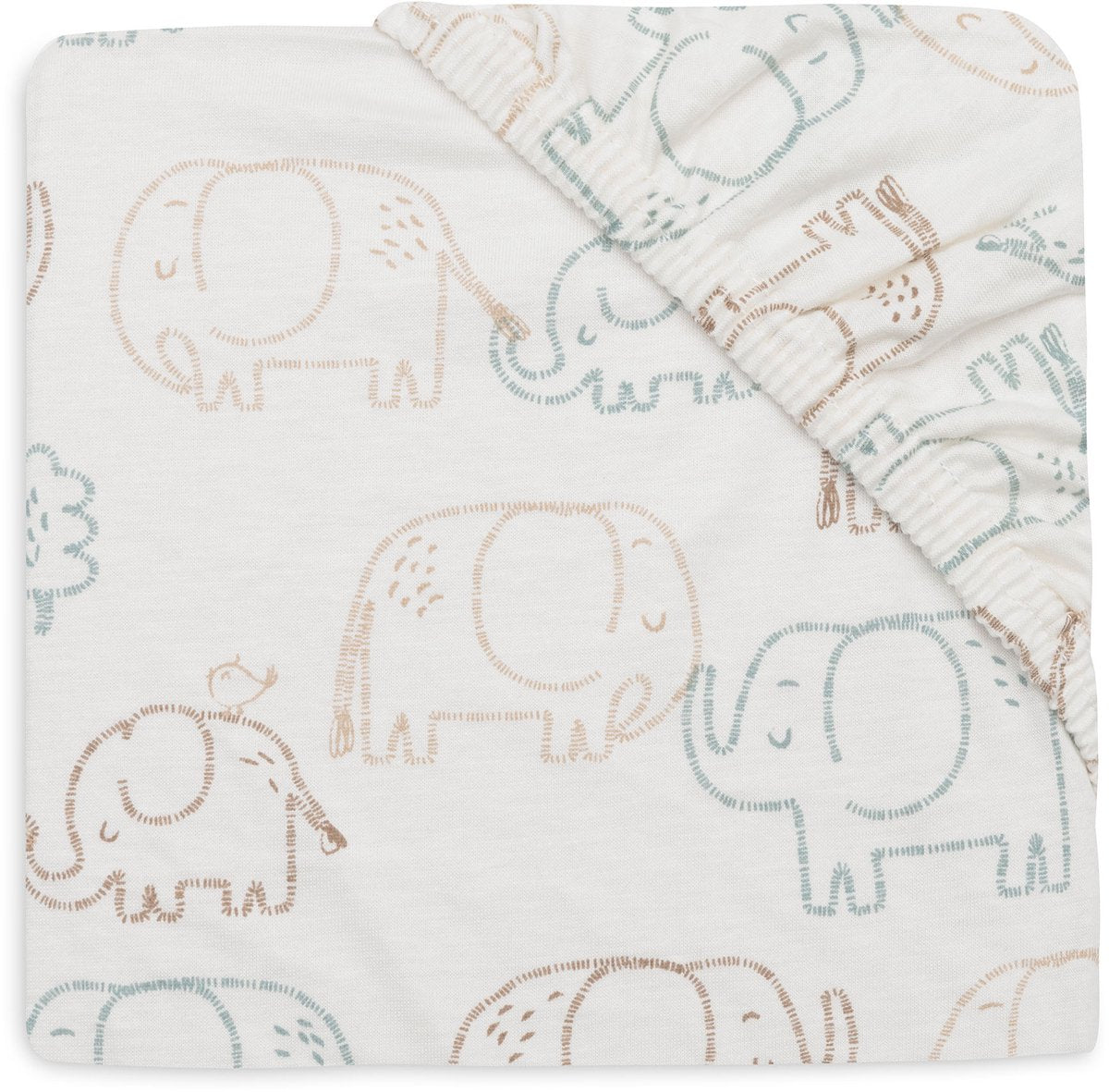 Jollein Spannbettlaken für Bett – 60 x 120 cm – Jersey – Elefantengeschichten