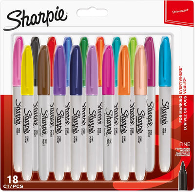 Sharpie Permanentmarker | feiner Punkt | verschiedene fröhliche Farben | 18 Stück