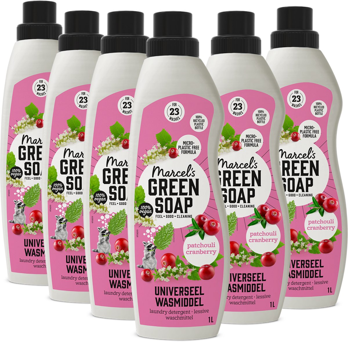Marcel's grüne Seife Universalwaschmittel – Patchouli Cranberry – 6 x 1 l – 138 Waschgänge