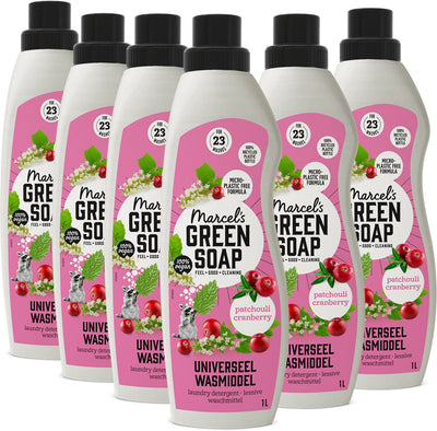 Marcel's grüne Seife Universalwaschmittel – Patchouli Cranberry – 6 x 1 l – 138 Waschgänge