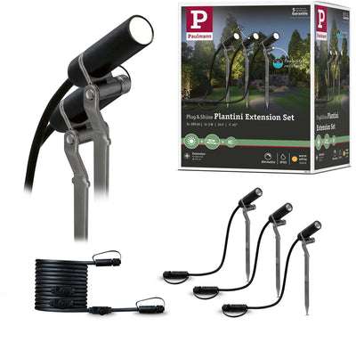 Paulmann Plug Shine LED Gartenstrahler Plantini Erweiterungsset IP65 3000K 3x2W Anthrazit