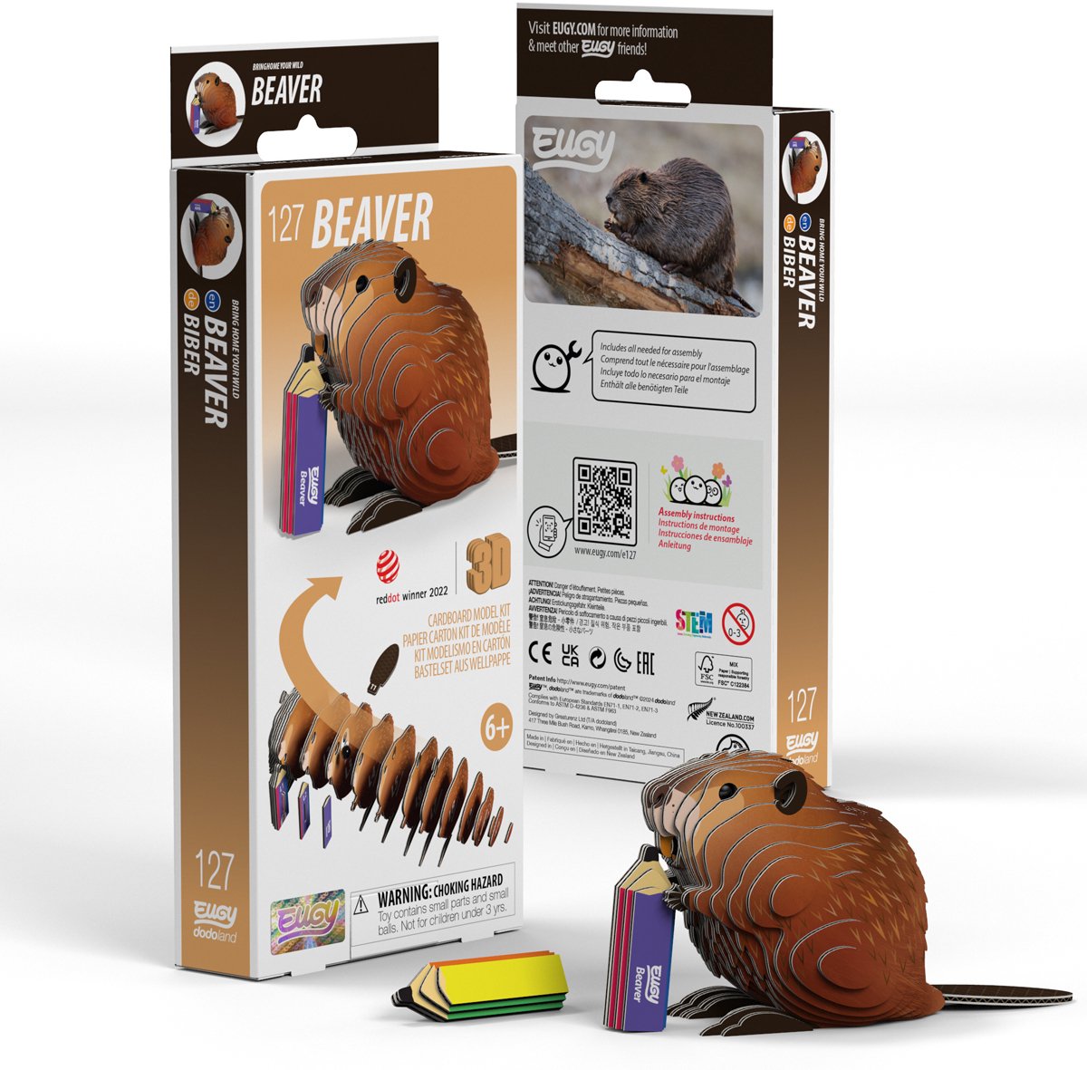 Eugy 3D-Puzzle – Biber – Wildtiere – nachhaltig – alle sammeln – 6 Jahre