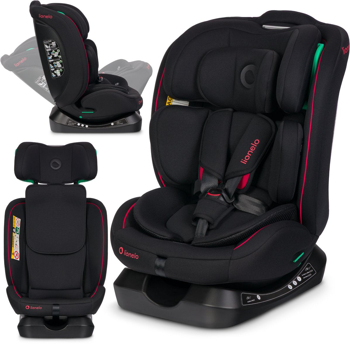 Lionelo Aart i-Size Autositz 4in1 – 40–150 cm (0–12 Jahre) – RWF FWF – nach hinten bis zu 105 cm – Installation mit Sicherheitsgurt – Kopfstütze aus Memory-Schaum – 13 Positionen – neigbar – waschbarer Bezug – R129-zertifiziert