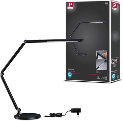 Paulmann LED Schreibtischleuchte 3-Stufen-Dim Flexbar Weiß Schalter 700lm 9,5W Schwarz