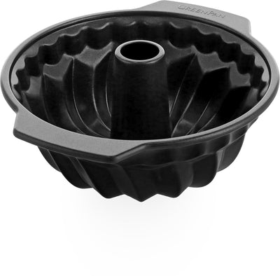 Greenpan Bistro-Gugelhupf – 24 cm – PFAS-freie Antihaftbeschichtung – Backform aus Keramik – ofenfest bis 230 °C – rund – schwarz