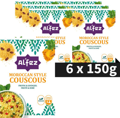 Al'fez al'fez marokkanisch gewürzter Couscous – 6 x 200 Gramm – marokkanische Kräuter – veganer Salat – Vorteilspackung