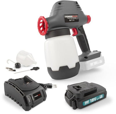 Powerplus - Economy - Powebpss1 - 18 V - Induktionsmotor - Lackierpistole - 18 V 1000 ml - inkl. Batterie 18V 1,5Ah und Ladegerät