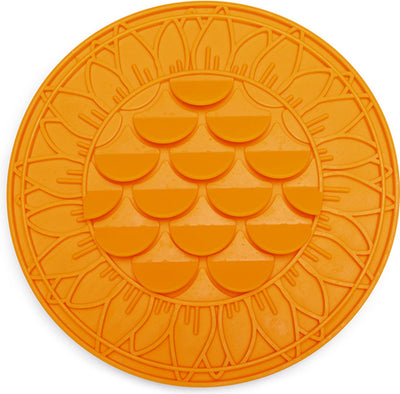 Beeztees Leckmatte Sonnenblume – Leckmatte Hund – Silikon – Orange – 30 x 30 x 1 cm