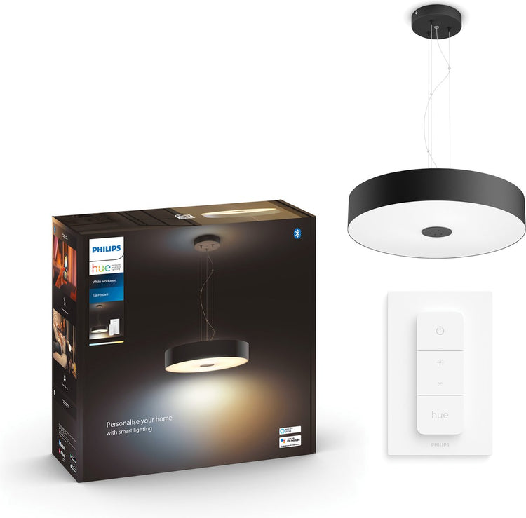 Philips Hue Fair Hängelampe – warmes bis kaltweißes Licht – Schwarz – 1 Dimmschalter