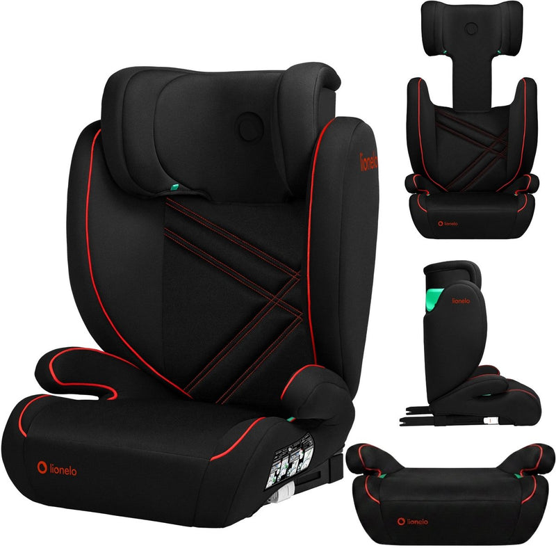 Lionelo Hugo i-Size – Autositz – 100–150 cm – Isofix-Gurt – verstellbare Kopfstütze – erweiterter Seitenschutz – Memory-Schaum – waschbare Polsterung – wächst mit Ihnen – bequemer Sitz – i-Size-Standard R129