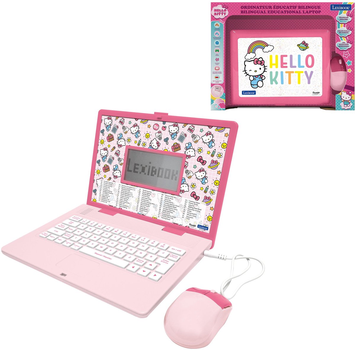 Lexibook Hello Kitty Stitch zweisprachiger Lernlaptop – 124 Aktivitäten auf Englisch und Französisch