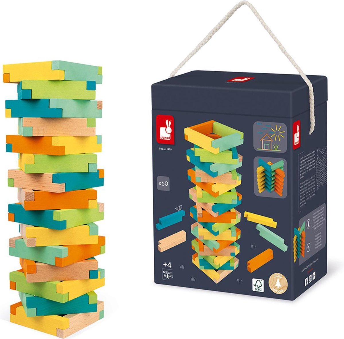 Janod – Holzbaukasten mit Bauklötzen